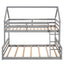 Twin over Full House Bunk Bed with Built-in Ladder Gray - Korvel