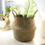 Scandinavian Style Wicker Handbasket Flower Pot Rattan Weave Plant Grass Woven Floor Folding Wicker Basket Weaving - Korvel