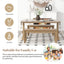 TREXM 3-piece retro dining table, rectangular stand table, and 2 4-person wooden stools (made of natural wood) - Korvel