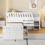 Cama loft twin en forma de L que ahorra espacio con 7 cajones - Blanca