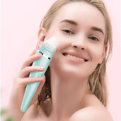 4 IN 1 Electric Face Deep Cleansing Brush Spin Pore Cleaner Face Wash Machine Makeup Remove Waterproof Facial Massager Skin Care - Korvel