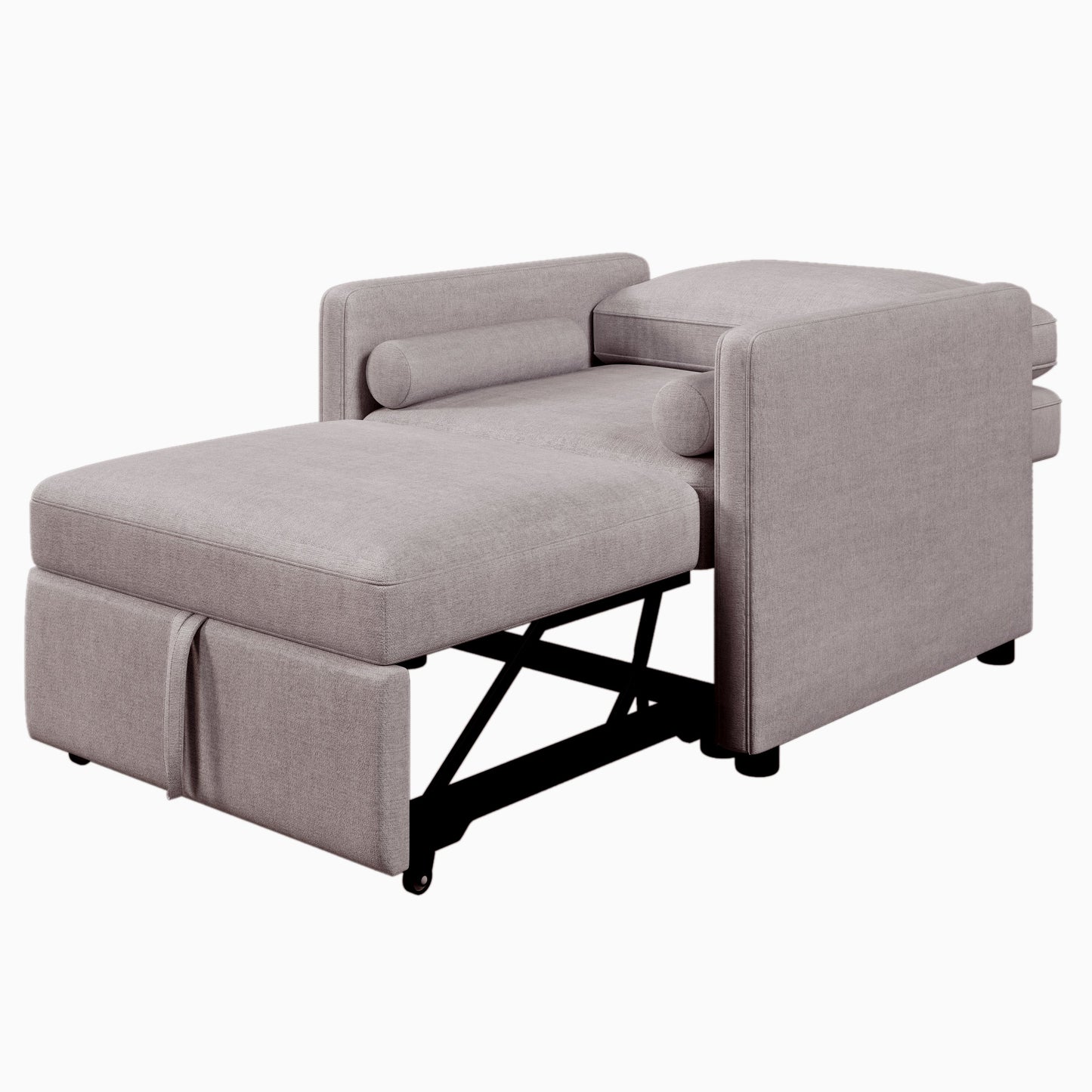 3 in 1 Convertible Sleeper Chair with Adjustable Backrest, Lounger Chair Turns Into Bed, Single Bed for Living Room, Linen, Tan - Korvel