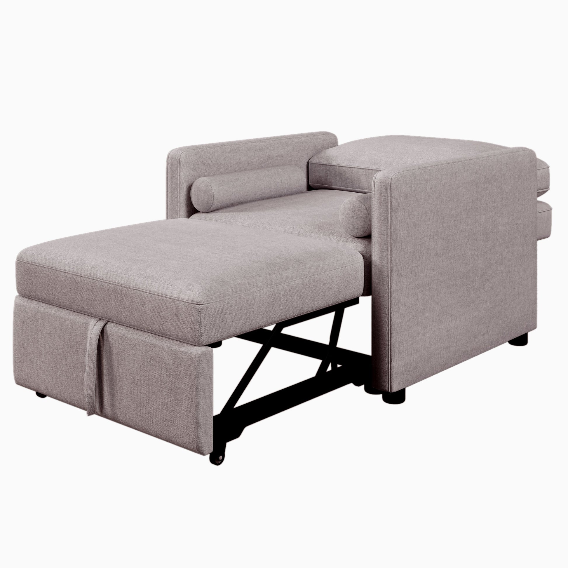 3 in 1 Convertible Sleeper Chair with Adjustable Backrest, Lounger Chair Turns Into Bed, Single Bed for Living Room, Linen, Tan - Korvel
