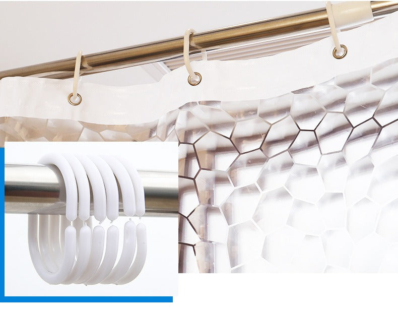 3D Water Cube Shower Curtain, Silk Pattern Waterproof Bathroom Partition Curtain, Cobblestone Curtain - Korvel