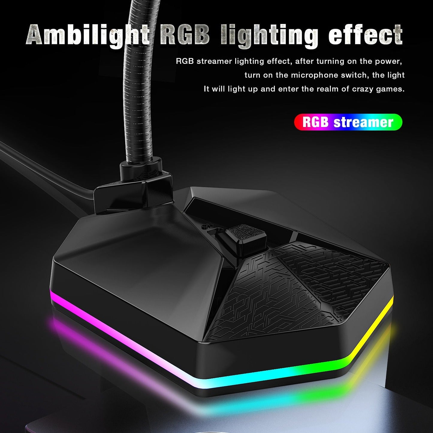New microphone RGB luminous bendable USB microphone no drive voice chat video conference microphone - Korvel
