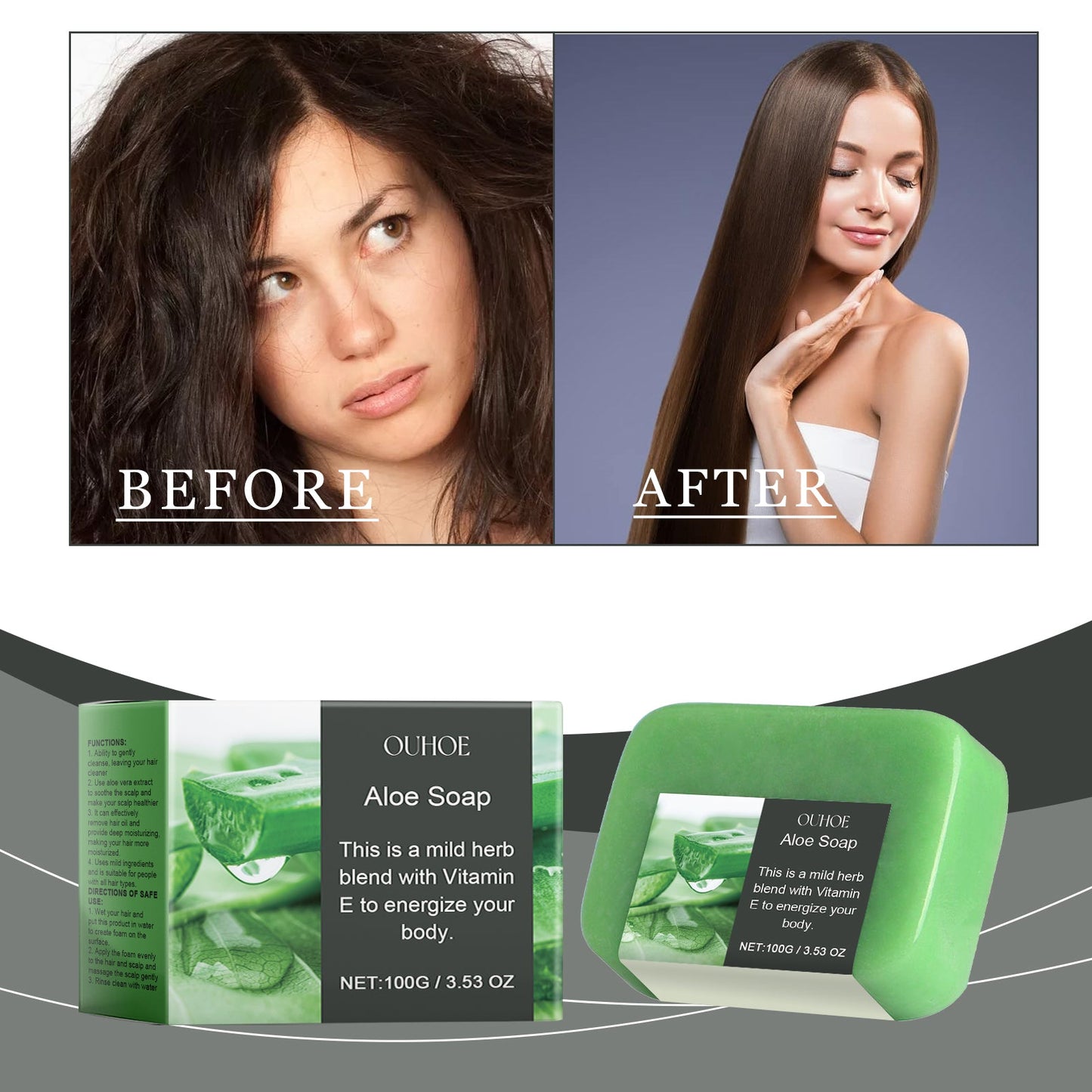 Hair Soap With Aloe Vera Essential Oil Cleans Scalp And Nourishes Hair With Refreshing, Fluffy And Smooth Hair Care Soap - Korvel
