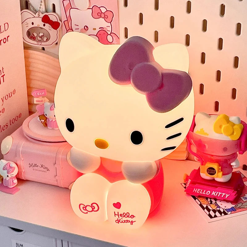 Kawaii Sanrio Hello Kitty Pat Night Light Girls Bedroom Bedlight Anime Hellokitty Night Lamp Desktop Decor Ornaments Girls Gift - Korvel