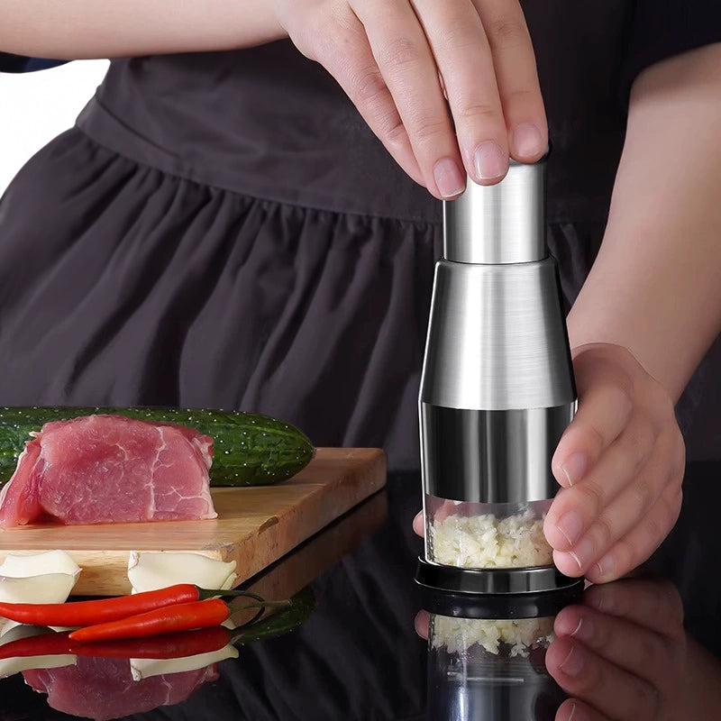 Stainless Steel Manual Kitchen Chopper (for garlic, ginger, herbs, nuts) - Korvel