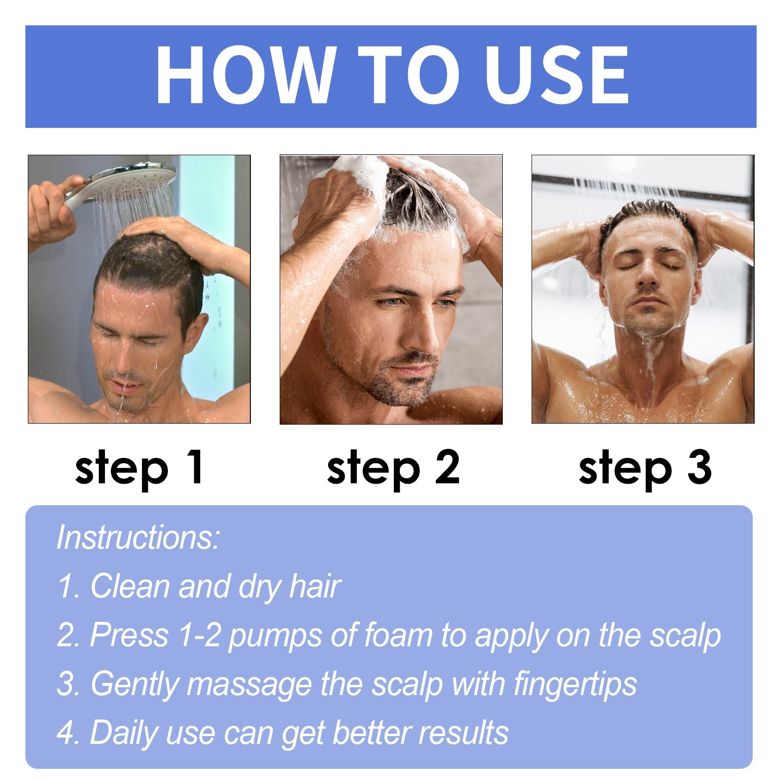 Men's Dense Hair Foam Mousse, Clean Repair Hair Root, Dense And Moisturizing Hair Mousse - Korvel