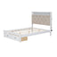 Wood Full Size Platform Bed with Upholstered Headboard and LED and 2 Drawers, Antique White - Korvel