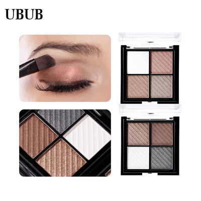 UBUB 4 Colors Eyeshadow Shimmer Natural Eyeshadow  Matte Nude Metallic Earth Color Eye Shadow Beauty Makeup Palette - Korvel