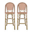 Wicker Bar Stool with Aluminum Frame - Set of 2