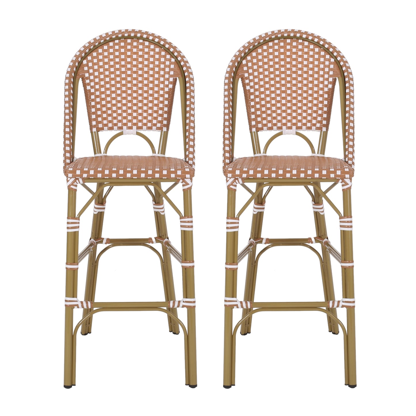 Wicker Bar Stool with Aluminum Frame - Set of 2