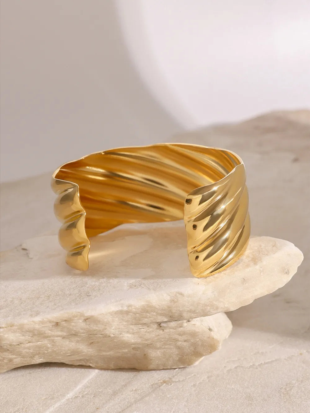 18K Gold-Plated Stainless Steel Open Ring - Korvel