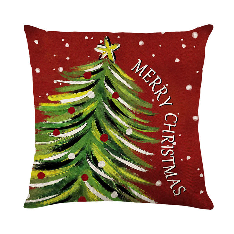 Funda de Almohada de Lino Navideña para Decoración Festiva del Hogar