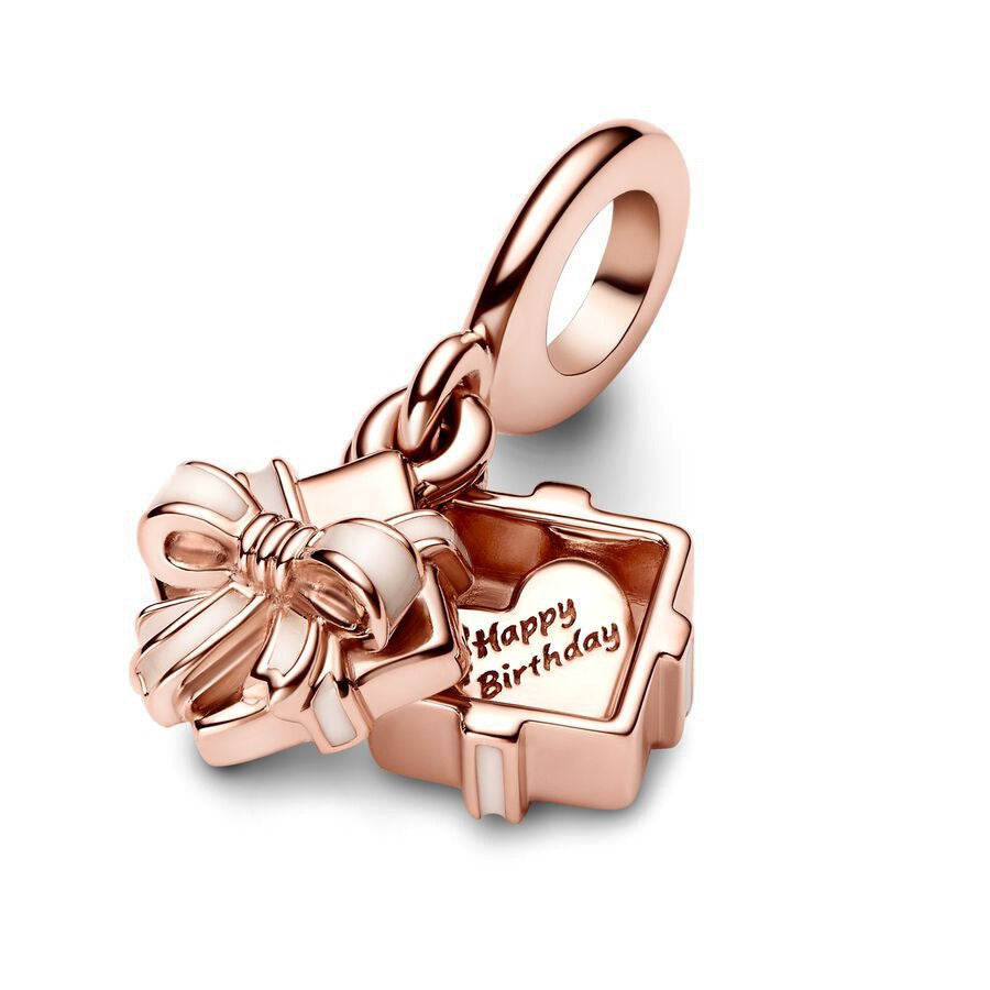 Pan Jiazhu Rose Gold Openable Birthday Gift Box Pendant Bow Ribbon Cute Gift Accessories - Korvel