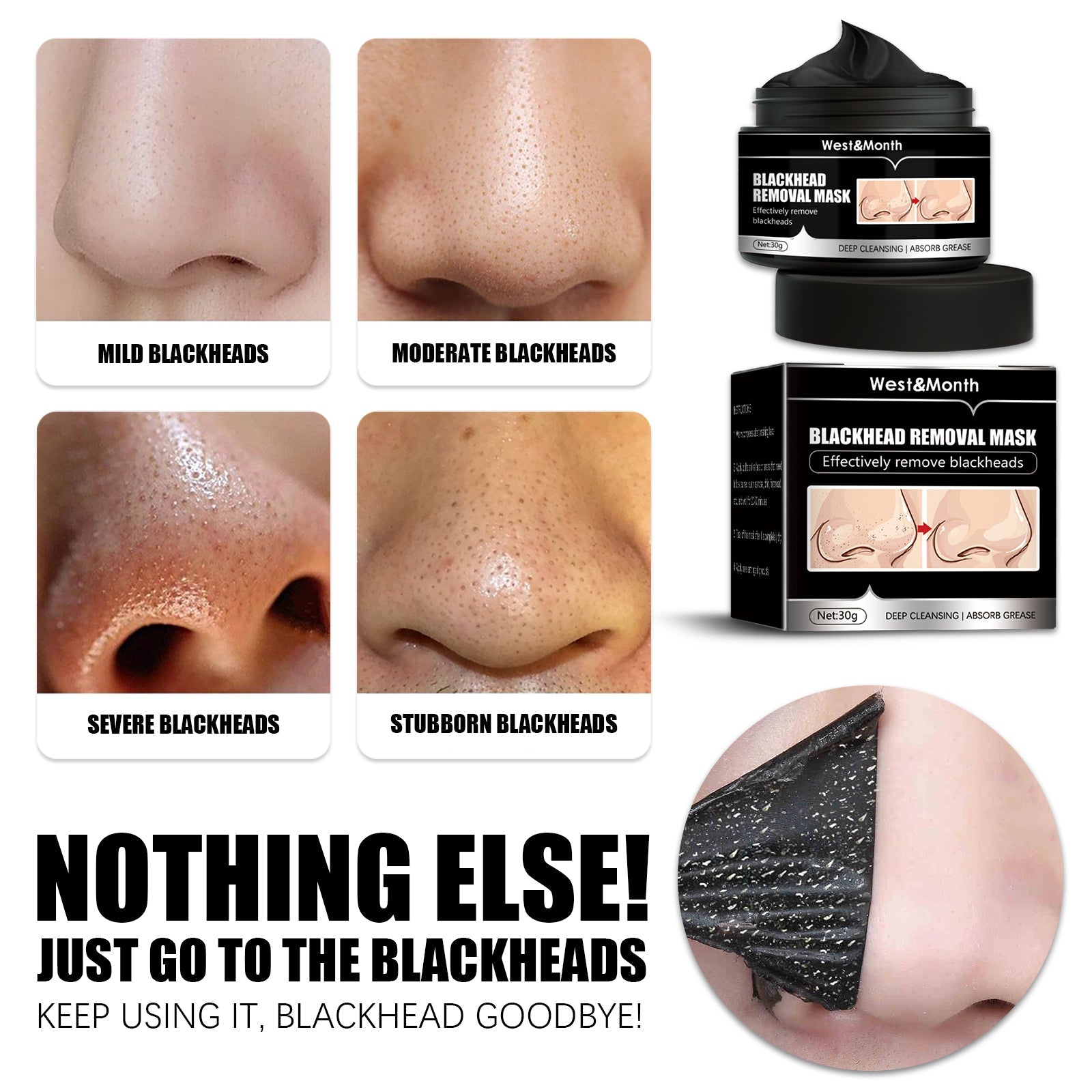 Blackhead Removal Mask, Peel Off Remove Blackhead Activated Carbon Cleansing Face Mask - Korvel
