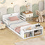 Twin Size Floor Bed with Storage Footboard and Guardrail, White - Korvel