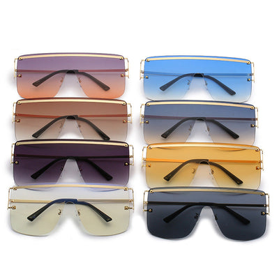 New Style One Piece Sunglasses Fashion Rimless Sunglasses Women's Trendy Sunglasses - Korvel