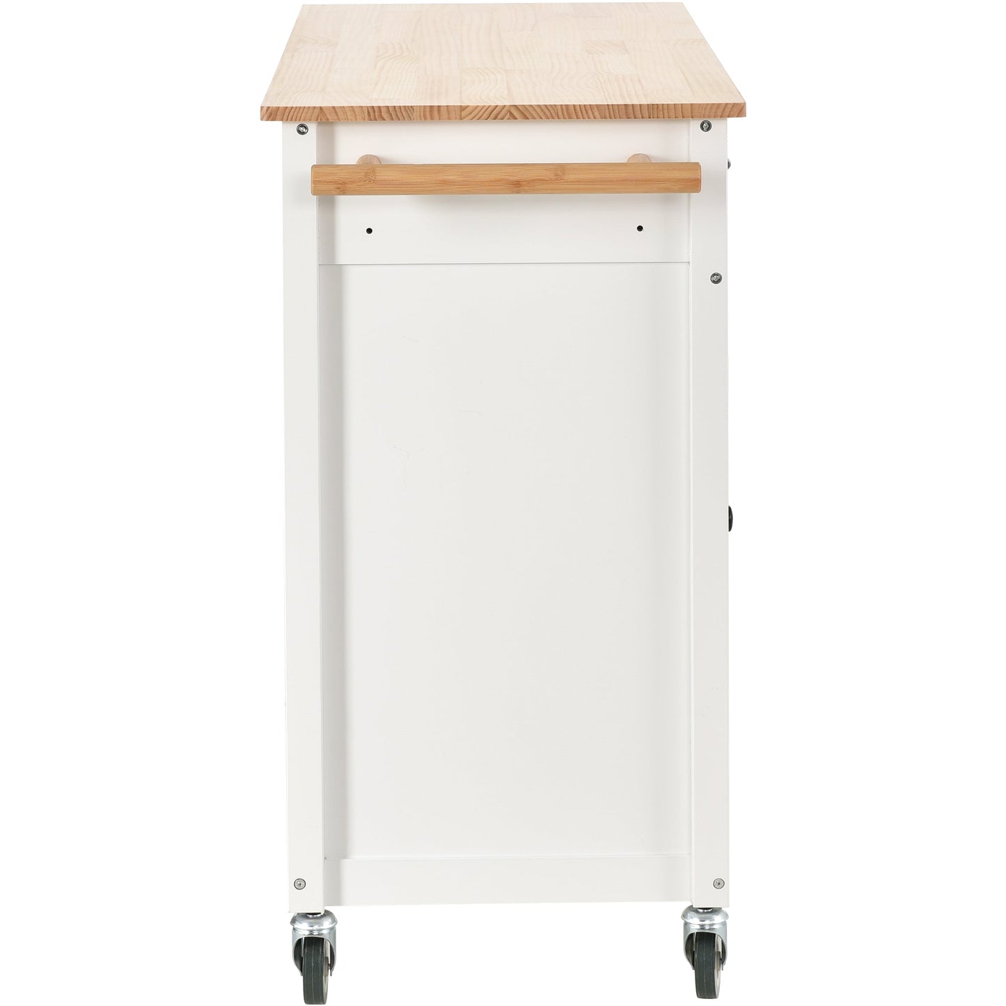 Kitchen Island Cart with Solid Wood Top and Locking Wheels 54.3 Inch Width  (White) - Korvel