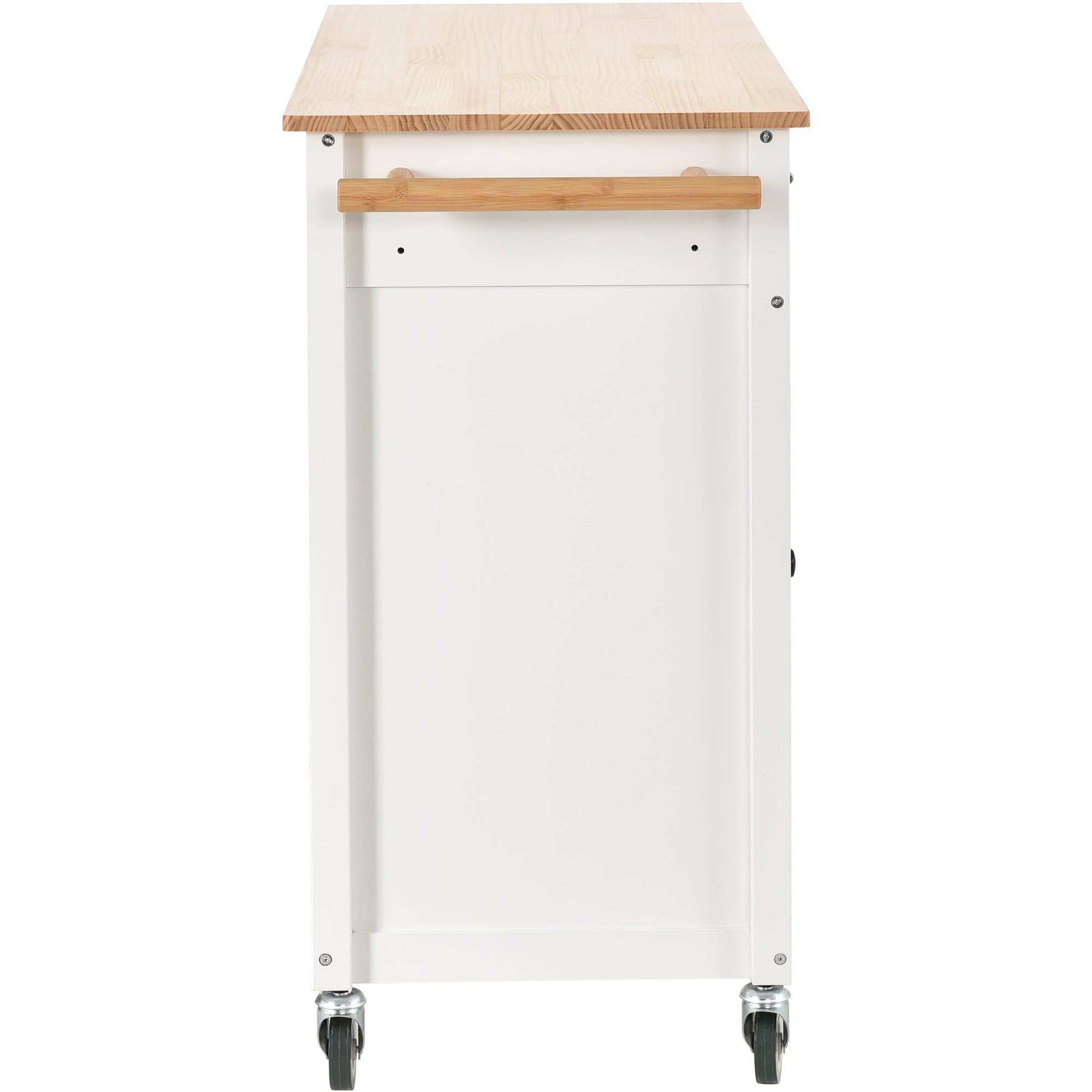 Kitchen Island Cart with Solid Wood Top and Locking Wheels 54.3 Inch Width  (White) - Korvel
