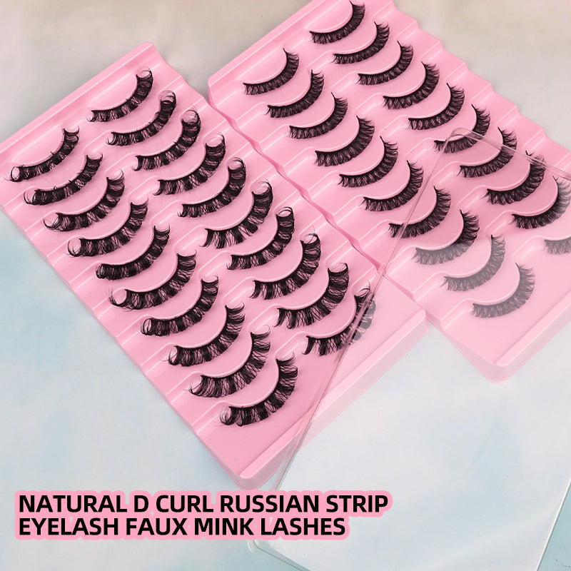 New Russian Volume False Eyelashes DD Curved Thick Eyelashes Ten Pairs Of Chemical Fiber Natural Charm Eyelashes - Korvel