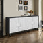 Vintage White Large Faceted Carved Sideboard with Black Frames