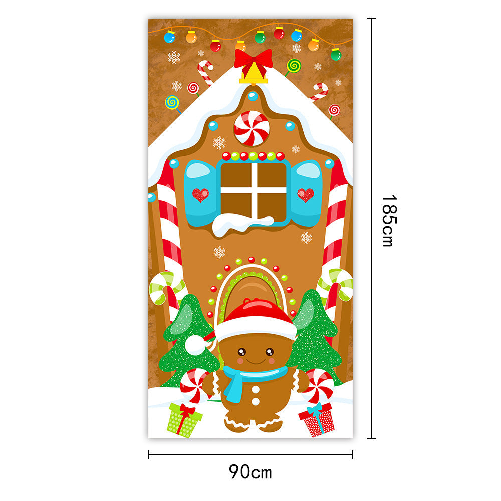 New Christmas Door Curtains, Flags, Outdoor Photography, Santa Claus and Puppies, Background Decoration, Hanging Cloth - Korvel