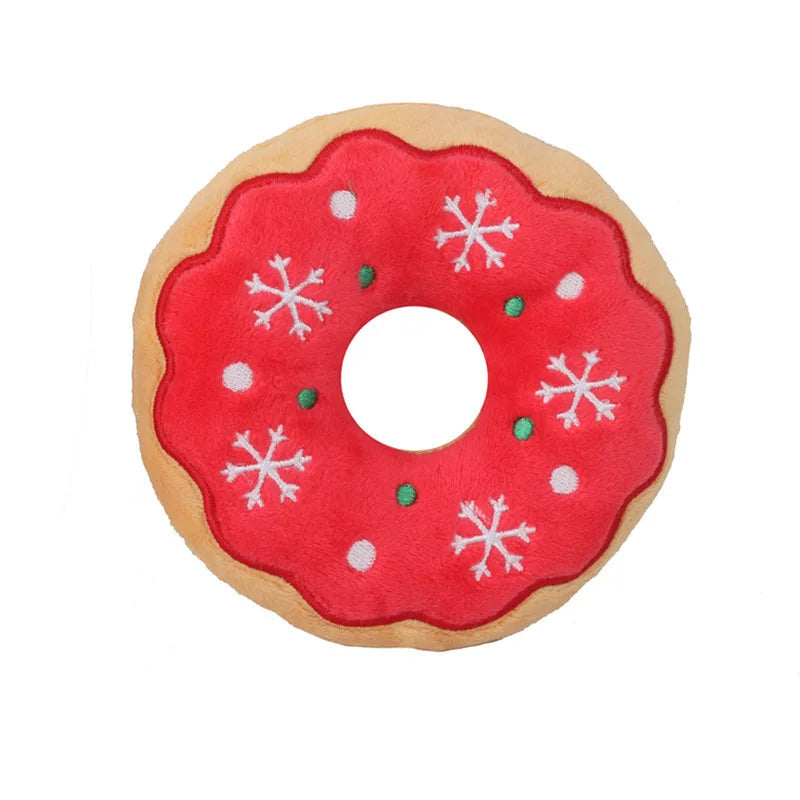 Christmas Plush Dog Toy Series - Santa, Elk, Gingerbread & Donut