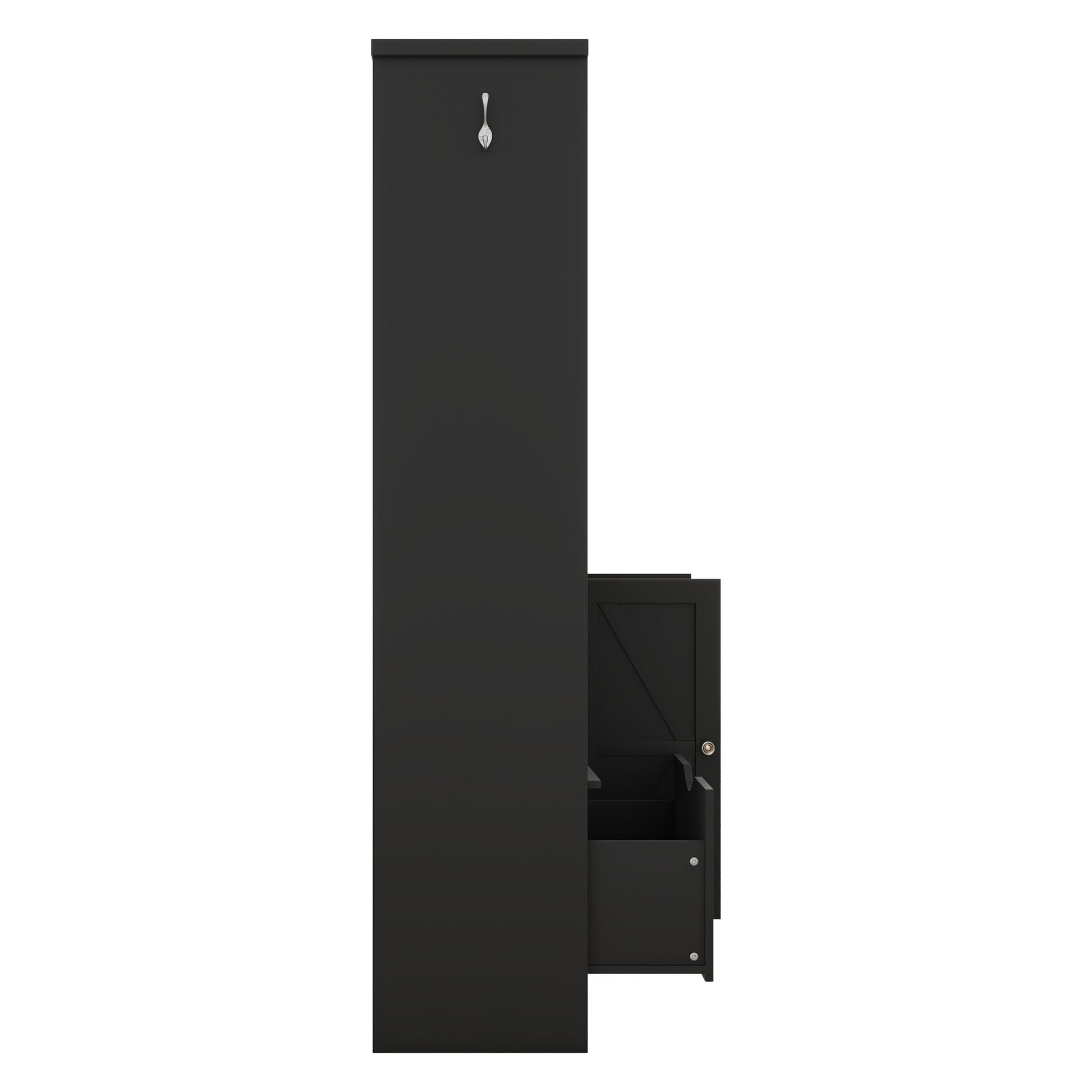 Multi-functional Hall Tree with Storage Shelves Drawers and Cabinet, Elegant Hallway Shoe Cabinet with Bench Modern Black - Korvel