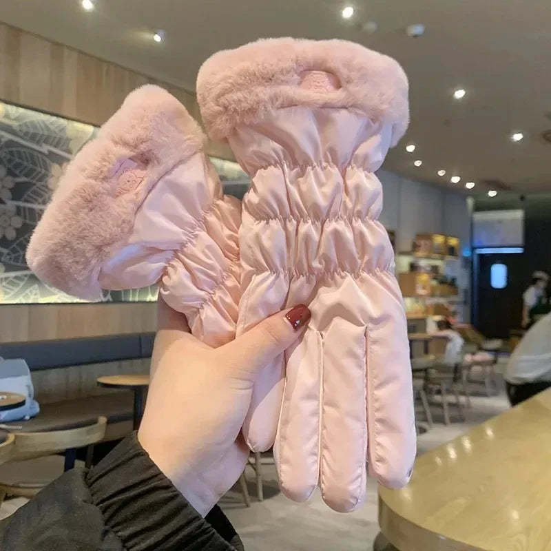 Guantes de Invierno Acolchados Lindos para Mujeres - Algodón y Forro Polar