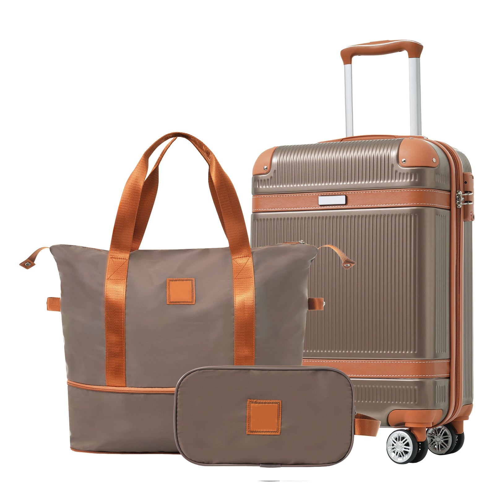 Hardshell Luggage Sets 3 Piece Carry-on Suitcase Double Spinner Wheels with TSA Lock for Men Women, Coppery (20in) - Korvel