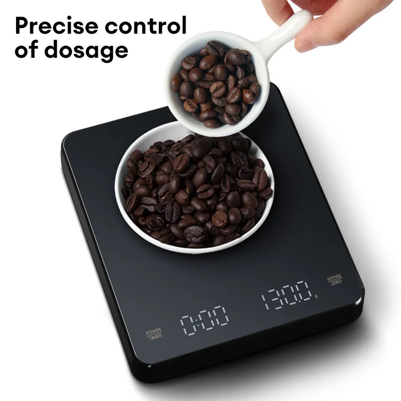Digital Coffee Scale with Timer LED Screen Espresso USB 3kg Max.Weighing 0.1g High Precision Measures in Oz/ml/g Kitchen Scale - Korvel