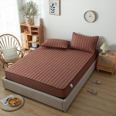 Waterproof Bed Linen with Elastic Bands Fitted Sheet Home Winter Solid Color Mattress Cover - Korvel