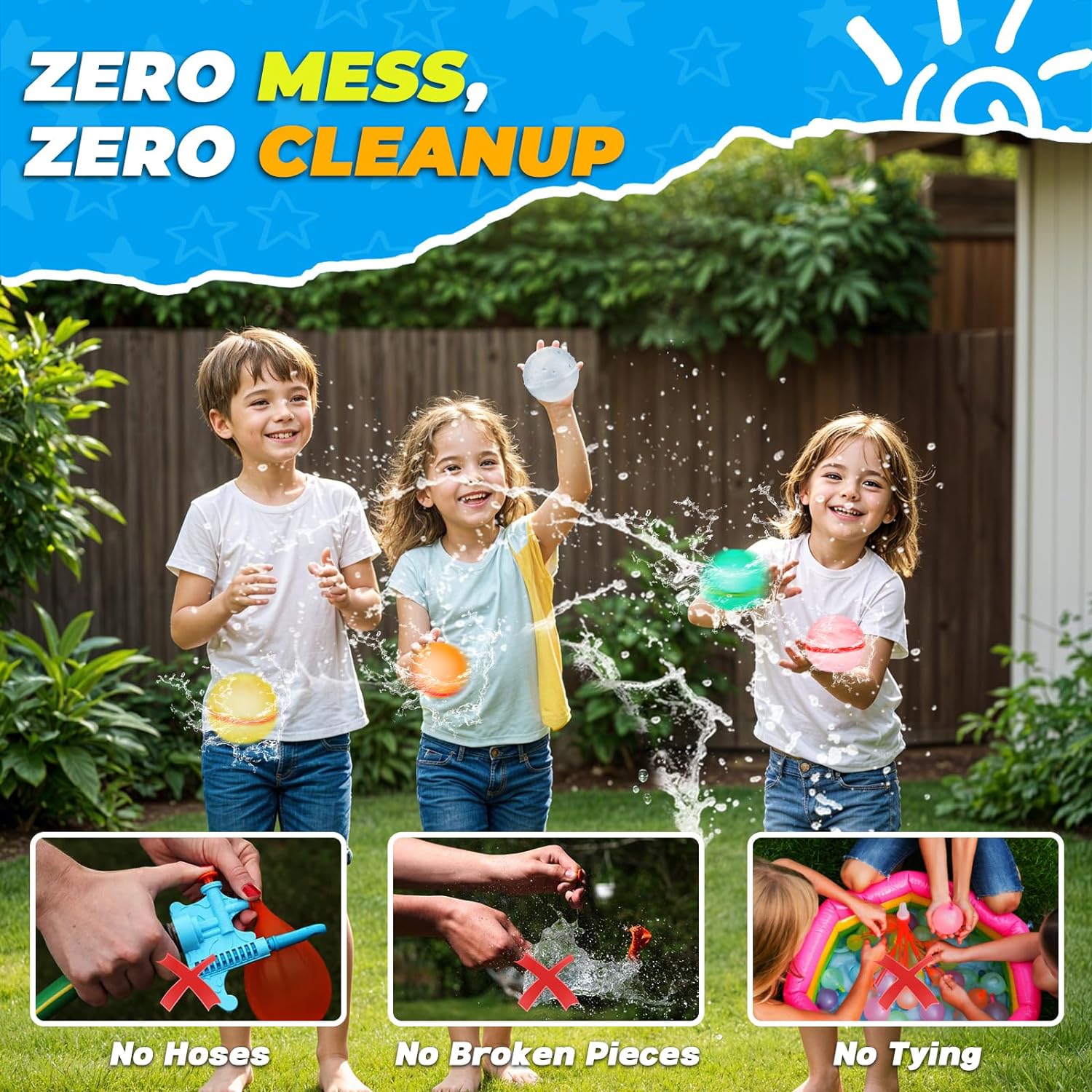 12 PCS Reusable Water Balloons, Refillable Magnetic Water Balls for Outdoor Games, Self Sealing Water Splash Bomb Quick Fill for - Korvel