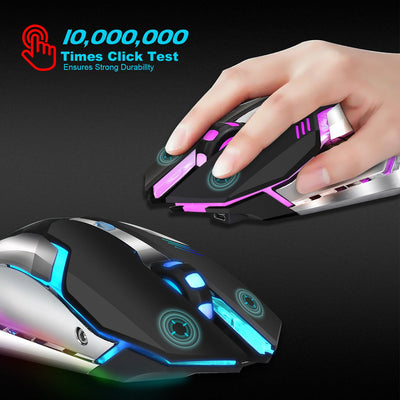 Wireless gaming mouse rechargeable 2.4G mouse with built-in 600mAh RGB illuminated business office mute mouse - Korvel