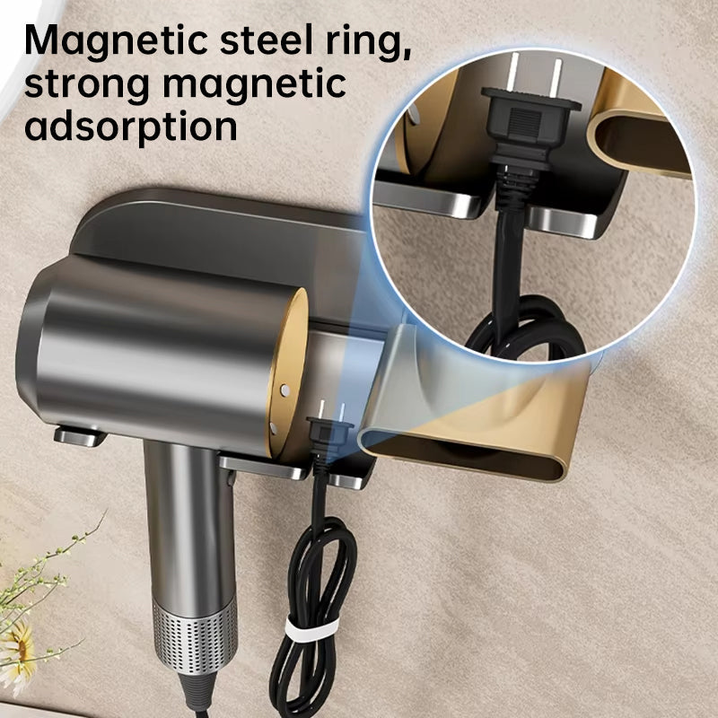 No - drill Magnetic Hair Dryer Wall Mount. Synthetic plastic, for Dyson/Leihen/Kexi. Colors: gray & white - Korvel