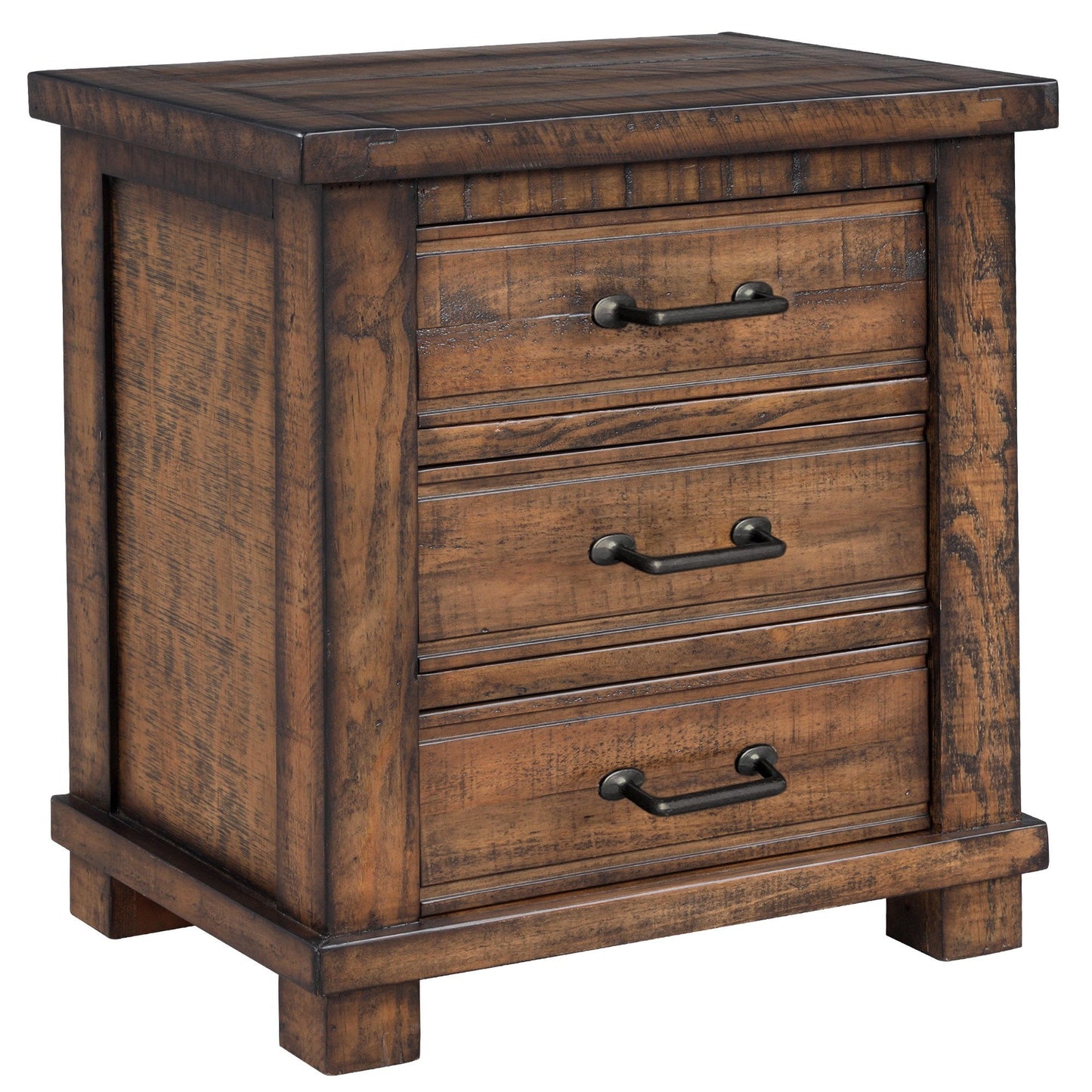 Rustic Three Drawer Reclaimed Solid Wood Framhouse Nightstand - Korvel