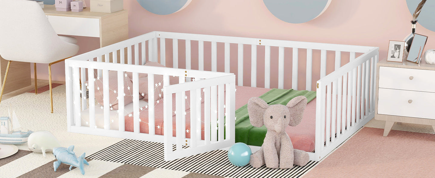Full Size Wood Daybed Frame with Fence White(OLD SKU:WF289662AAK) - Korvel