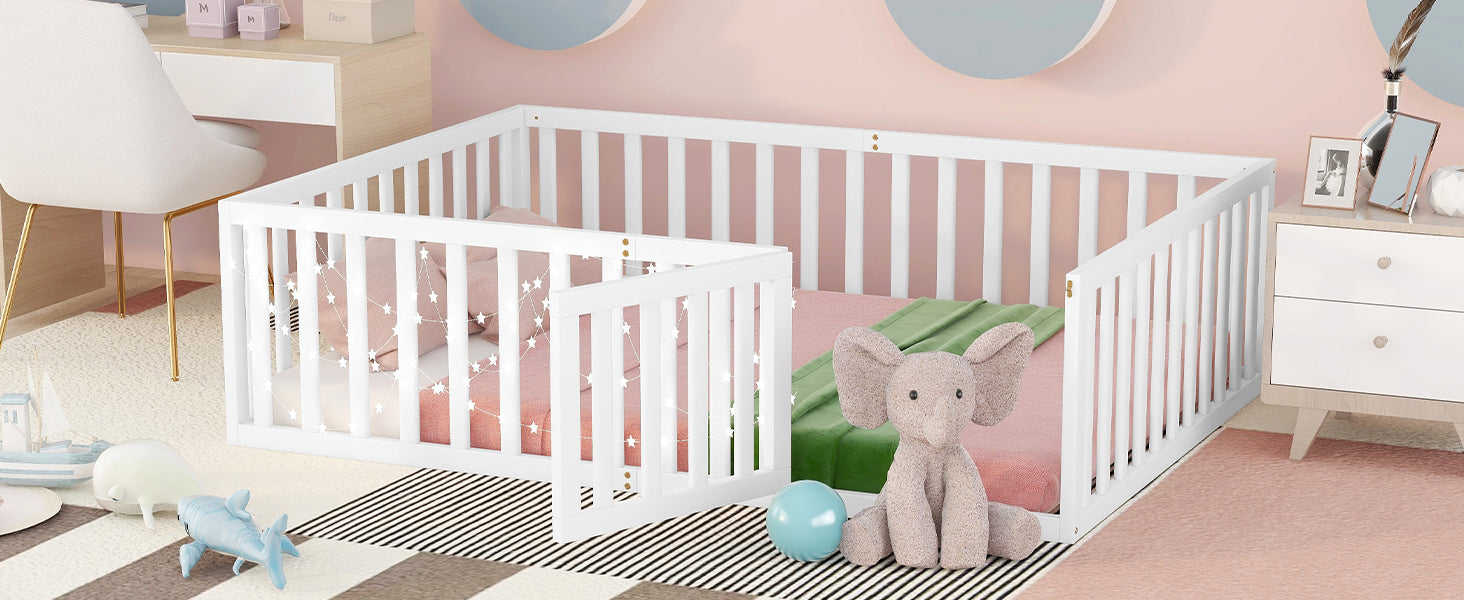 Full Size Wood Daybed Frame with Fence White(OLD SKU:WF289662AAK) - Korvel