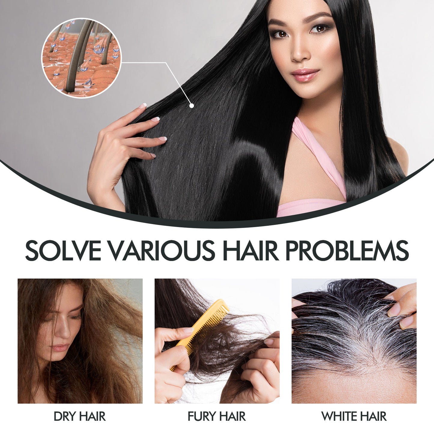 Natural Black Hair Darkening Spray for Smooth, Shiny Hair