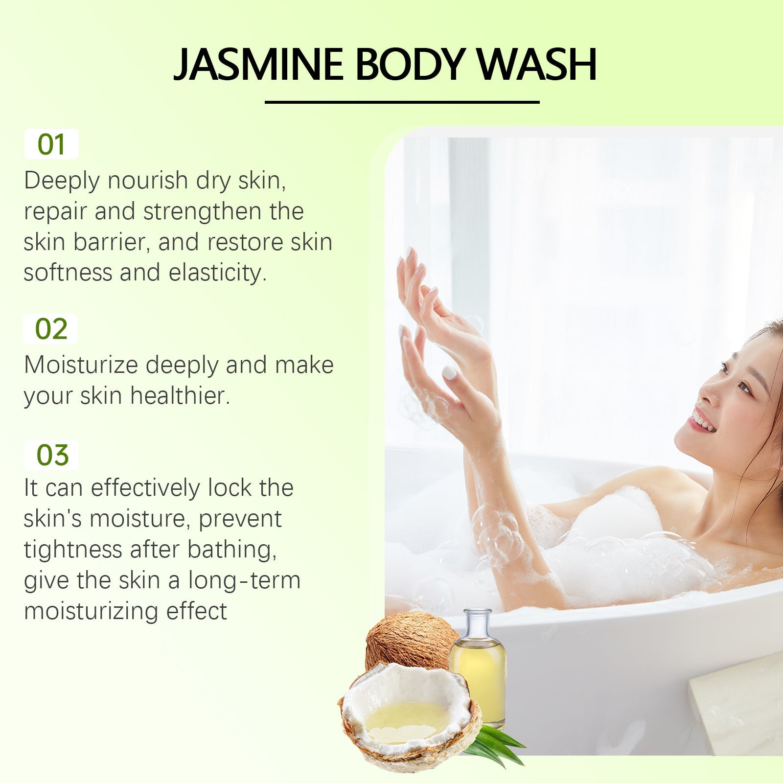 Jasmine Moisturizing Body Wash, Gentle, Clean, Smooth, Moisturizing And Fragrant Body Wash - Korvel