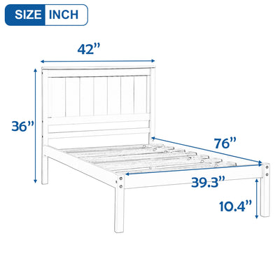 Espresso Twin Platform Bed Frame with Headboard
