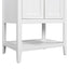 24" White Modern Sleek Bathroom Vanity Elegant Ceramic Sink with Solid Wood Frame Open Style Shelf - Korvel