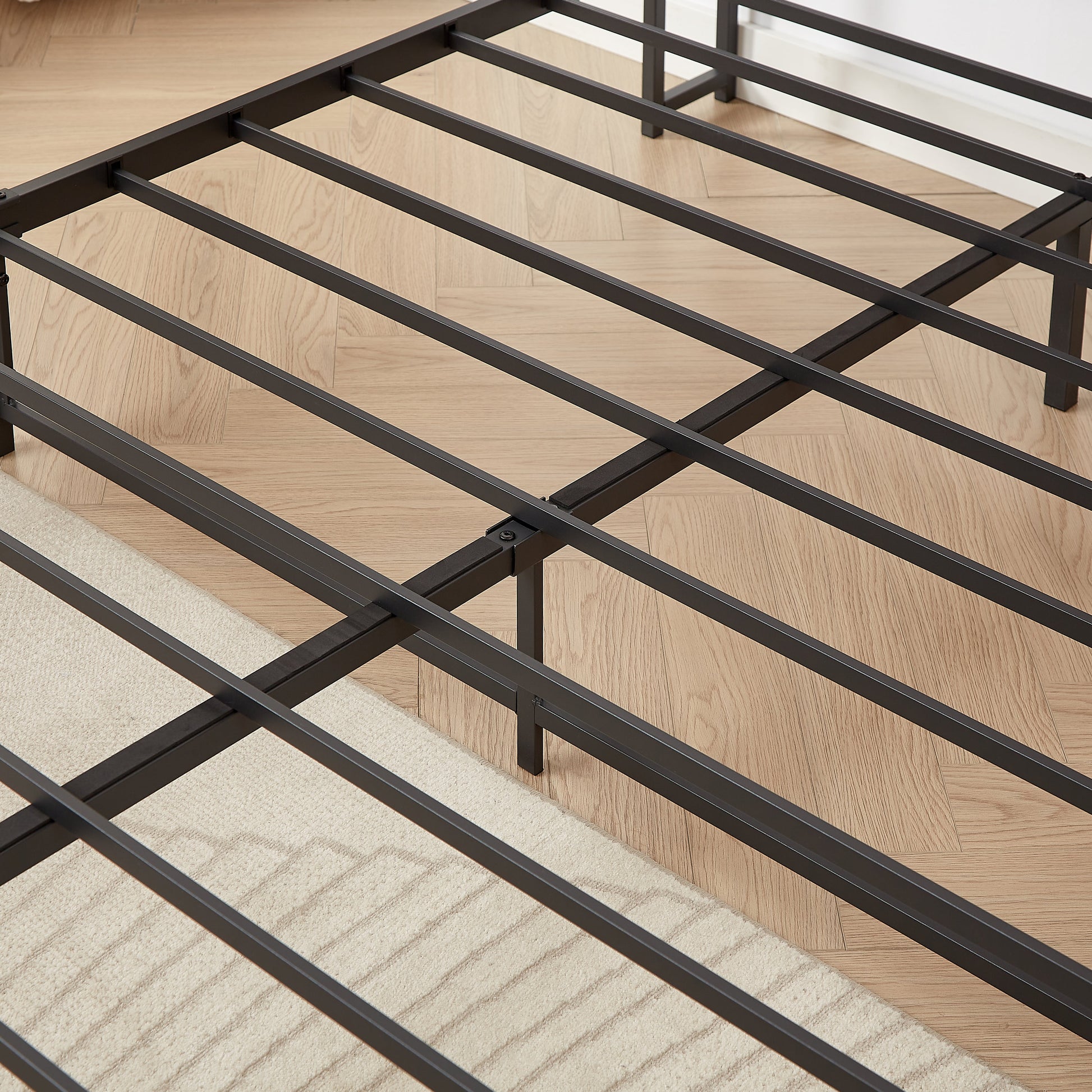 Bed frame with charging station full size, Rustic Brown, 83.1'' L x 56.1'' W x 39'' H - Korvel