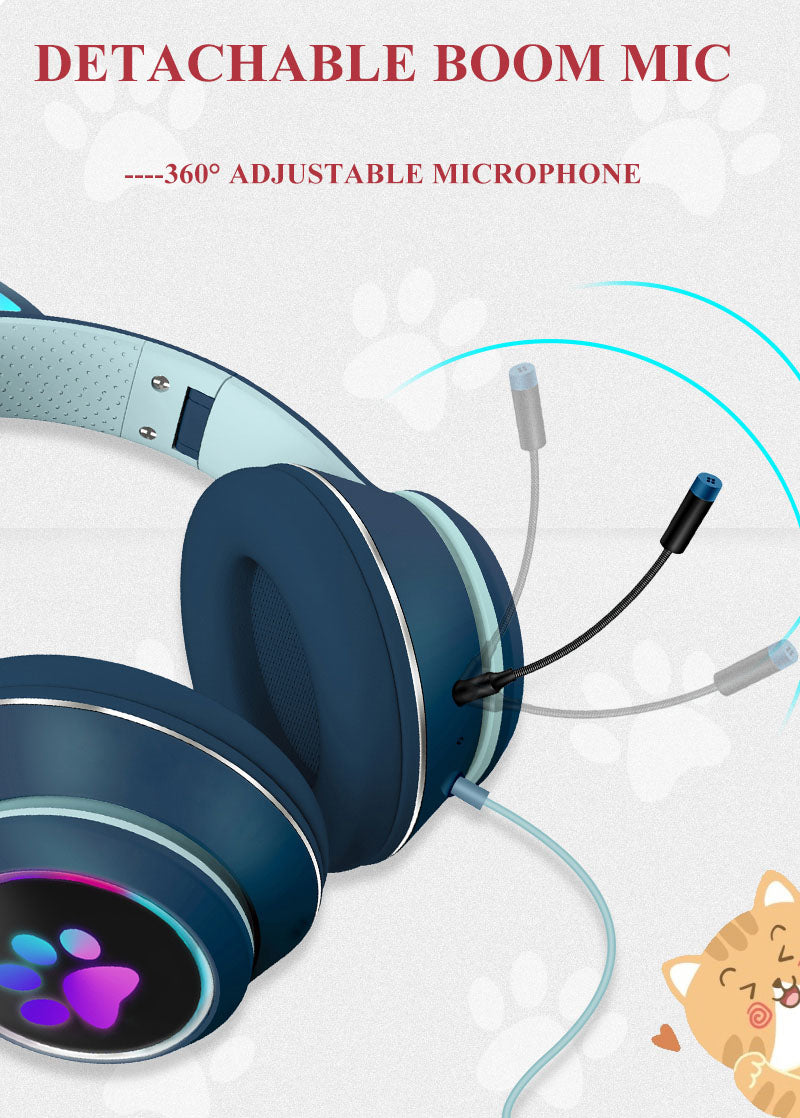 AKZ-022 RGB Luminous Cat Ear Wired Gaming Headset