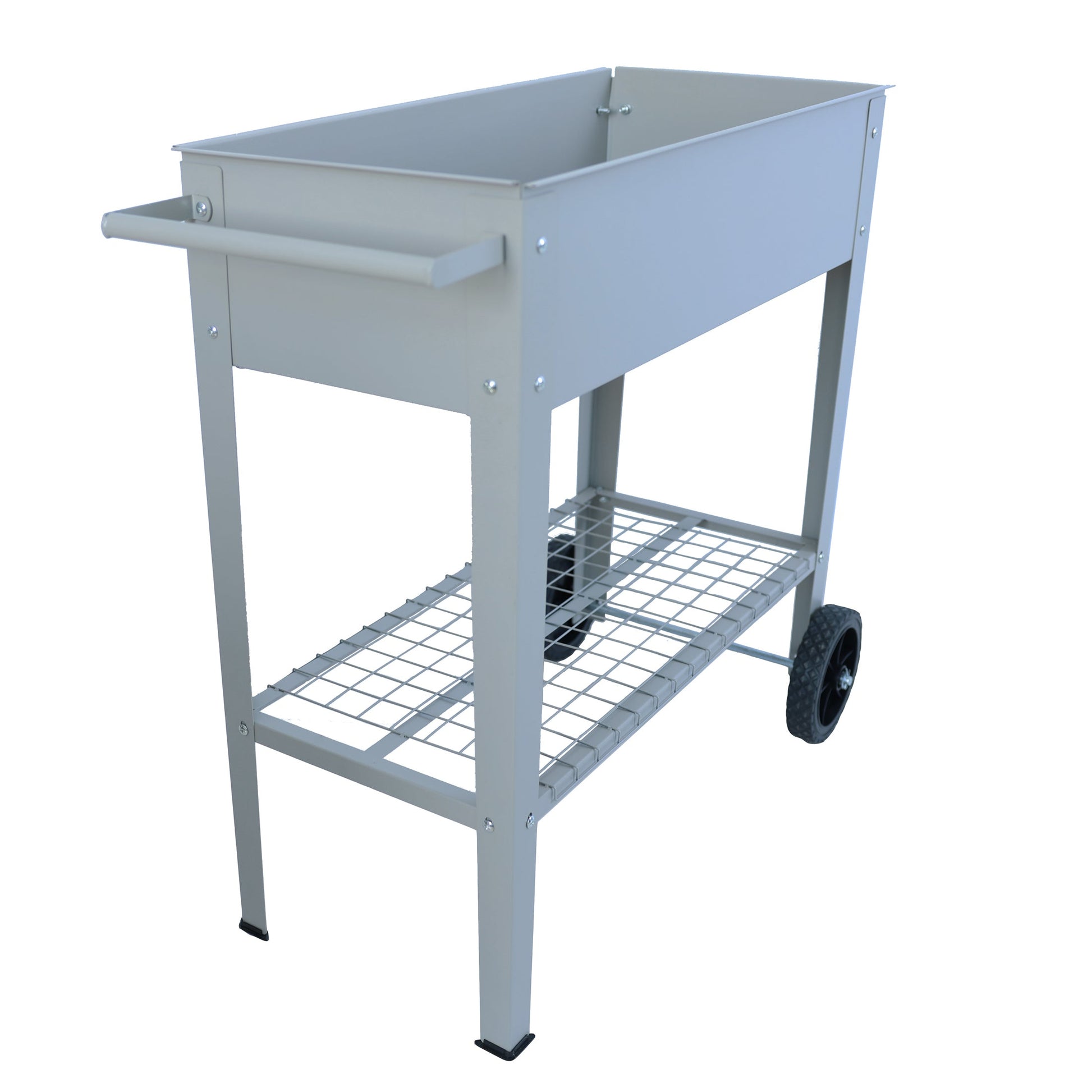 Aveyas mobile metal elevated garden bed cart, with legs, elevated flowerpot box with wheels (gray) - Korvel