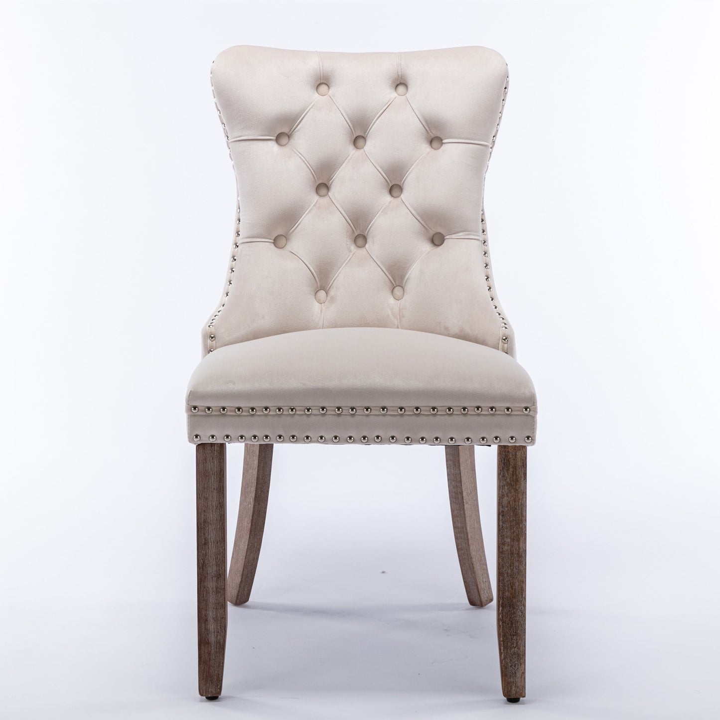 Nikki Collection Modern High-end Tufted Solid Wood Contemporary Velvet Upholstered Dining Chair 2-Pcs SetBeige - Korvel