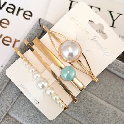 4PCS Colorful Bead Metal Hairpins for Women