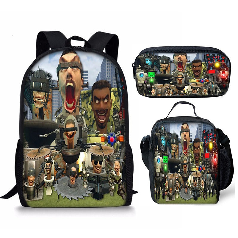 Conjunto de mochila Skibidi Toilet Man de 3 piezas para la escuela